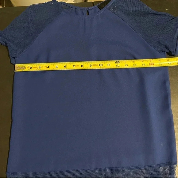 Harlowe And Graham Blouse Womens XS Blue Mesh - Picture 10 of 11